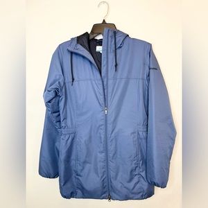 Columbia Full Zip Cinch Waist Lightweight Hooded Jacket Cobalt Blue Small